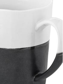 Tasse artisanale bicolore Esrum, 4 pièces, Blanc ivoire, gris-brun, 250 ml