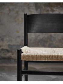 Silla artesnal de madera con asiento de mimbre Nestor, Asiento: malla de papel, Estructura: madera de haya con certif, Beige claro, negro, An 50 x F 53 cm