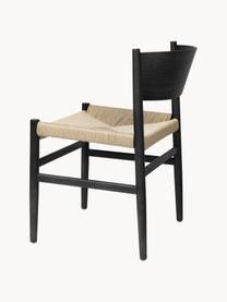 Silla artesnal de madera con asiento de mimbre Nestor, Asiento: malla de papel, Estructura: madera de haya con certif, Beige claro, negro, An 50 x F 53 cm