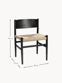 Silla artesnal de madera con asiento de mimbre Nestor, Asiento: malla de papel, Estructura: madera de haya con certif, Beige claro, negro, An 50 x F 53 cm