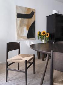 Dřevěná židle s tkaným sedákem Nestor, ručně vyrobená, Světle béžová, černá, Š 50 cm, H 53 cm