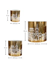 Windlichtenset Winter Wonderland, 3-delig, Glas, Goudkleurig, wit, Set met verschillende formaten