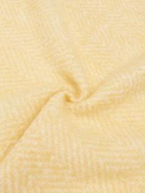 Woll-Decke Mathea mit Fransen in Gelb, 60 % Wolle, 25 % Acryl, 15 % Nylon, Gelb, Cremefarben, L 170 x B 130 cm