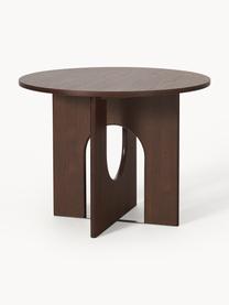 Ronde eettafel Apollo, in verschillende formaten, Tafelblad: gelakt eikenhoutfineer, Poten: eikenhout, gelakt, metaal, Eikenhout, donkerbruin gelakt, Ø 100 cm