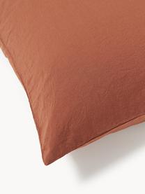 Taie d'oreiller en percale de coton délavé Leonie, Terracotta, larg. 50 x long. 70 cm