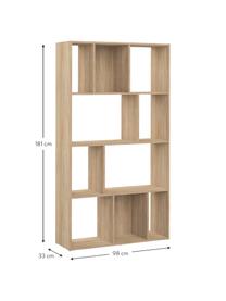 Estantería Toronto, Tablero de fibras recubierto de melamina, Roble, An 98 x Al 181 cm