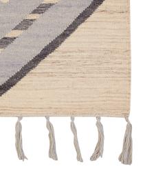 Tapis en laine Jazmin, Beige, gris-bleu, gris foncé