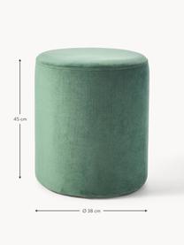 Pouf in velluto Daisy, Rivestimento: velluto (poliestere) Con , Struttura: compensato, Velluto verde salvia, Ø 38 x Alt. 45 cm