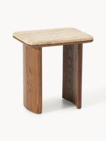 Tables d'appoint en chêne avec plateaux en marbre Chandler, 2 élém., Bois de chêne, beige travertin, Lot de tailles différentes