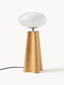 Tischlampe Aino aus Eschenholz, Lampenschirm: Glas, Lampenfuß: Eschenholz, Helles Holz, Weiß, Ø 23 x H 48 cm