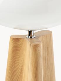 Lámpara de mesa de madera de fresno Aino, Pantalla: vidrio, Lámpara: madera de fresno, Cable: plástico, Madera clara, blanco, Ø 23 x Al 48 cm