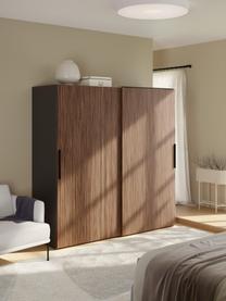 Armoire modulaire à portes coulissantes Simone, larg. 200 cm, plusieurs variantes, Aspect bois de noyer, noir, Basic Interior, larg. 200 x haut. 200 cm