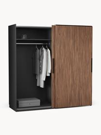 Modularer Schwebetürenschrank Simone, 200 cm Breite, mehrere Varianten, Korpus: Spanplatte, melaminbeschi, Walnuss-Optik, Schwarz, Basic Interior, B 200 x H 200 cm