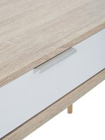 Escritorio en roble Samo, Tablero: aglomerado frustrado, Patas: madera de roble, Blanco, roble, An 120 x Al 79 cm