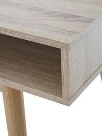 Schreibtisch Samo in Eichen-Optik, Tischplatte: Spanplatte, bedruckt mit , Beine: Eichenholz, Eichenholz, Weiß, 120 x 79 cm