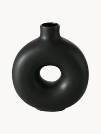 Vase design en grès artisanal Lanyo, haut. 20 cm, Grès cérame, Noir, larg. 17 cm x haut. 20 cm