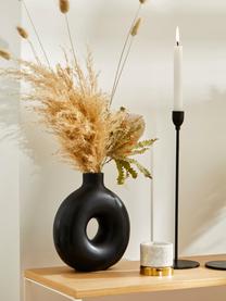 Handgefertigte Design-Vase Lanyo aus Steingut, H 20 cm, Steingut, Schwarz, B 17 x H 20 cm