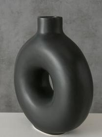 Handgefertigte Design-Vase Lanyo aus Steingut, H 20 cm, Steingut, Schwarz, B 17 x H 20 cm