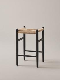 Tabouret de comptoir en bois de bouleau Nattavaara, Noir, beige, larg. 42 x haut. 65 cm