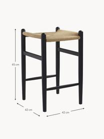 Tabouret de comptoir en bois de bouleau Nattavaara, Noir, beige, larg. 42 x haut. 65 cm