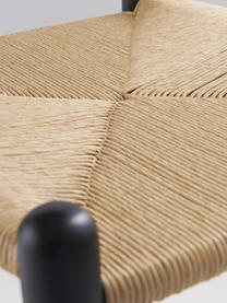 Barkruk Nattavaara uit berkenhout, Frame: berkenhout, gelakt, Zitvlak: papiergaas, Zwart, beige, B 42 x H 65 cm