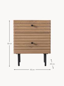 Dřevěný noční stolek Okayama, Dubové dřevo, černá, Š 45 cm, V 55 cm