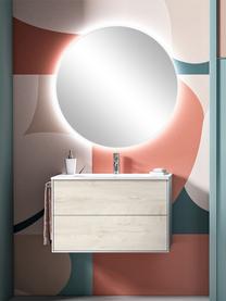 Set lavabo Ago 4 pz, Superficie dello specchio: lastra di vetro, Effetto legno di quercia, bianco, Larg. 81 x Alt. 190 cm