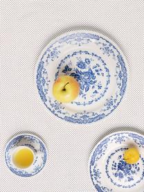 Teetassen mit Untertassen Rose mit Blumenmuster in Weiß/Blau, 2 Stück , Keramik, Weiß, Blau, Ø 9 x H 8 cm, 250 ml