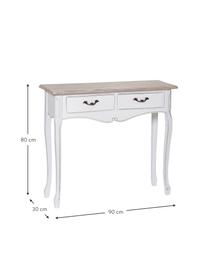 Konzolový stolek ze dřeva paulovnie se 2 zásuvkami Provenza, Bílá, světle hnědá, Š 90 cm