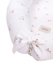 Ručne vyrobené bavlnené hniezdo pre bábätko Comfort, Lomená biela, motív hus, Š 55 x D 85 cm