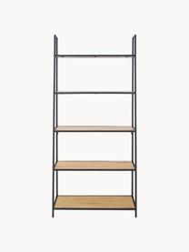 Boekenrek Seaford, Frame: gepoedercoat metaal, Beige in houtoptiek, zwart, B 77 x H 175 cm