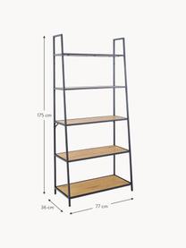 Estantería librería Seaford, Estantes: tablero de fibras de dens, Estructura: metal con pintura en polv, Beige en aspecto madera, negro, An 77 x Al 175 cm