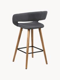 Barstoelen Grace, 2 stuks, Bekleding: polyester, Poten: geolied eikenhout, Geweven stof donkergrijs, B 56 x H 87 cm