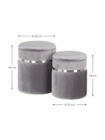 Set 2 pouf contenitori in velluto Chest, Rivestimento: poliestere (velluto), Sottostruttura: legno, Grigio, argentato, Set in varie misure