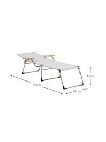 Zonnebed Amigo met armleuning, Frame: aluminium, Bekleding: kunststofweefsel (weer- e, Armleuning: natuurlijk robiniahout, Zilvergrijs, robiniahoutkleurig, B 190 x D 69 cm