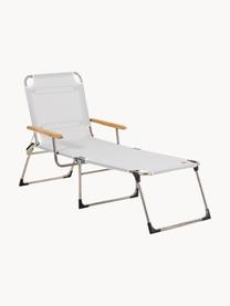 Zonnebed Amigo met armleuning, Frame: aluminium, Bekleding: kunststofweefsel (weer- e, Armleuning: natuurlijk robiniahout, Zilvergrijs, robiniahoutkleurig, B 190 x D 69 cm