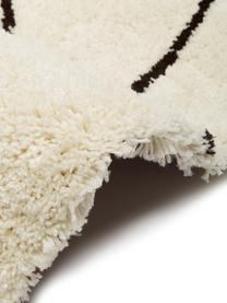 Runder Hochflor-Teppich Davin, handgetuftet, Flor: 100% Polyester-Mikrofaser, Cremeweiss, Schwarz, Ø 200 cm  (Grösse L)
