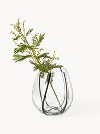 Vase en verre Kira, haut. 18 cm, Verre sodo-calcique, Transparent, noir, Ø 17 x haut. 18 cm