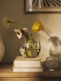 Sklenená váza Kira, V 18 cm, Sodno-vápenaté sklo, Priehľadná, čierna, Ø 17 x V 18 cm