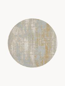 Okrągły ręcznie tkany dywan z bawełny w stylu vintage Luise, Odcienie niebieskiego, odcienie żółtego, Ø 120 cm (Rozmiar S)