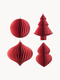 Kerstboomhangers Viola, set van 4, Rood, Ø 9 x H 10 cm