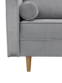 Divano letto 2 posti in velluto grigio Zoja, Rivestimento: 100% velluto di poliester, Struttura: legno, molle a onda, Piedini: legno laccato, Grigio, Larg. 221 x Prof. 99 cm