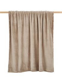 Plaid cocooning en polaire taupe Doudou, 100 % polyester, Taupe, larg. 130 x long. 160 cm