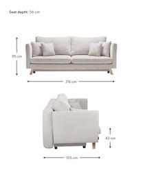 Divano letto 3 posti in velluto beige con contenitore Triplo, Rivestimento: 100% poliestere con effet, Piedini: metallo verniciato, Cornice: legno massiccio e truciol, Tessuto beige, legno chiaro, Larg. 216 x Alt. 105 cm