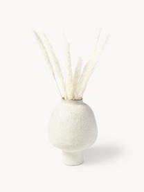 Handgefertigte Design-Vase Saki aus Steinzeug, H 32 cm, Steinzeug, Off White, gesprenkelt, Ø 25 x H 32 cm