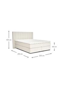 Letto Boxspring in velluto Premium Lacey, Materasso: a molle insacchettate a 7, Piedini: legno massello di faggio,, Beige, 200 x 200