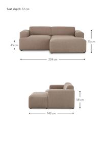 Ecksofa Melva (3-Sitzer), Bezug: 100% Polyester Der hochwe, Gestell: Massives Kiefernholz, FSC, Webstoff Nougat, B 239 x T 143 cm, Eckteil rechts