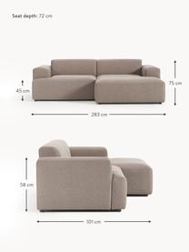 Ecksofa Melva (3-Sitzer), Bezug: 100 % Polyester Der hochw, Gestell: Massives Kiefernholz, Spa, Webstoff Taupe, B 238 x T 143 cm, Eckteil rechts