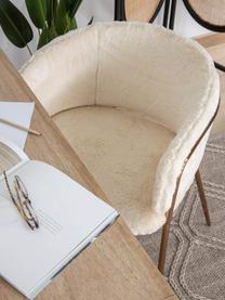 Plyšové stoličky s opierkami Runnie, 2 ks, Plyšová krémovobiela, odtiene zlatej, Š 58 x H 58 cm