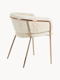 Plyšové stoličky s opierkami Runnie, 2 ks, Plyšová krémovobiela, odtiene zlatej, Š 58 x H 58 cm